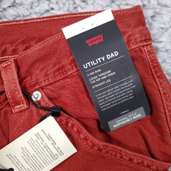Levi’s Premium Dad Utility Jeans Baggy Loose Relaxed Straight Leg Red 28 x 30 - Picture 5 of 13